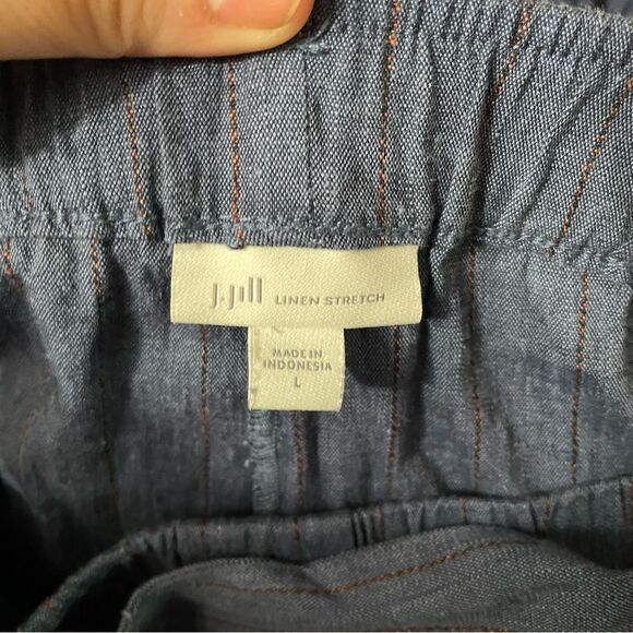 J. Jill Navy Blue Wide Leg Cropped Linen Pants - Picture 5 of 5